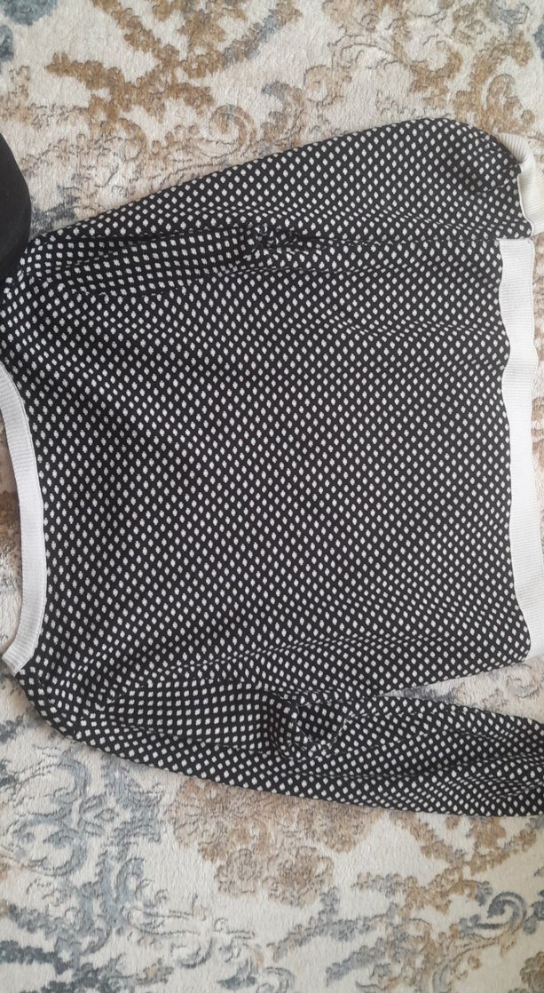 Düğmeli Gri Beyaz Mini Triko Kazak - Görsel 3