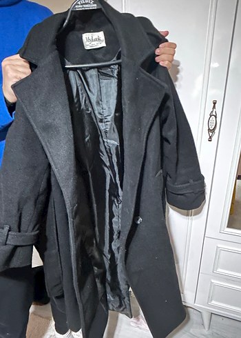 Siyah Çift Düğmeli Uzun Kaban - Görsel 3