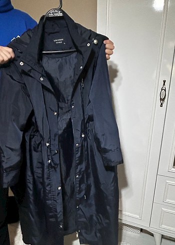 Düğmeli Uzun Mavi Street Style Ceket - Görsel 3