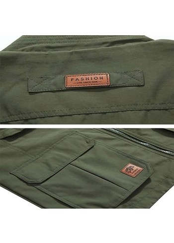 Haki Kamuflaj Desenli Kemerli Erkek Yelek - Görsel 3