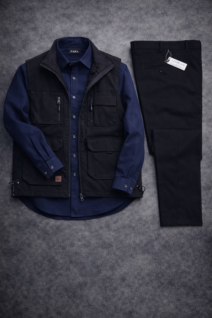 Erkek Haki Kolsuz Bel Detaylı Yelek - Görsel 4