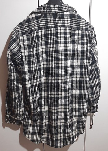 Siyah Beyaz Pamuklu Erkek Oduncu Gömlek - Görsel 3