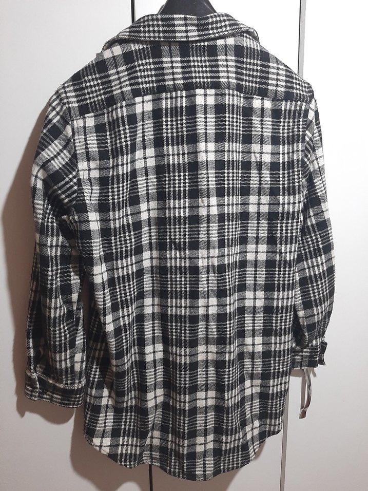 Siyah Beyaz Pamuklu Erkek Oduncu Gömlek - Görsel 3