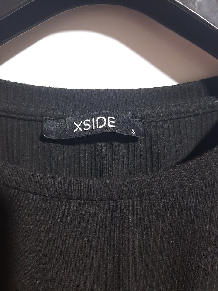 Uzun Kollu Siyah Kadın Crop Top - Görsel 3