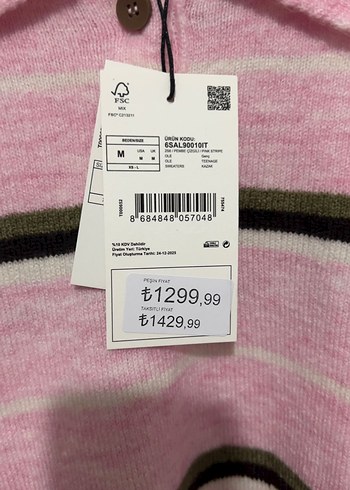 Pembe Çizgili Örgü Kadın Kazak - Görsel 2