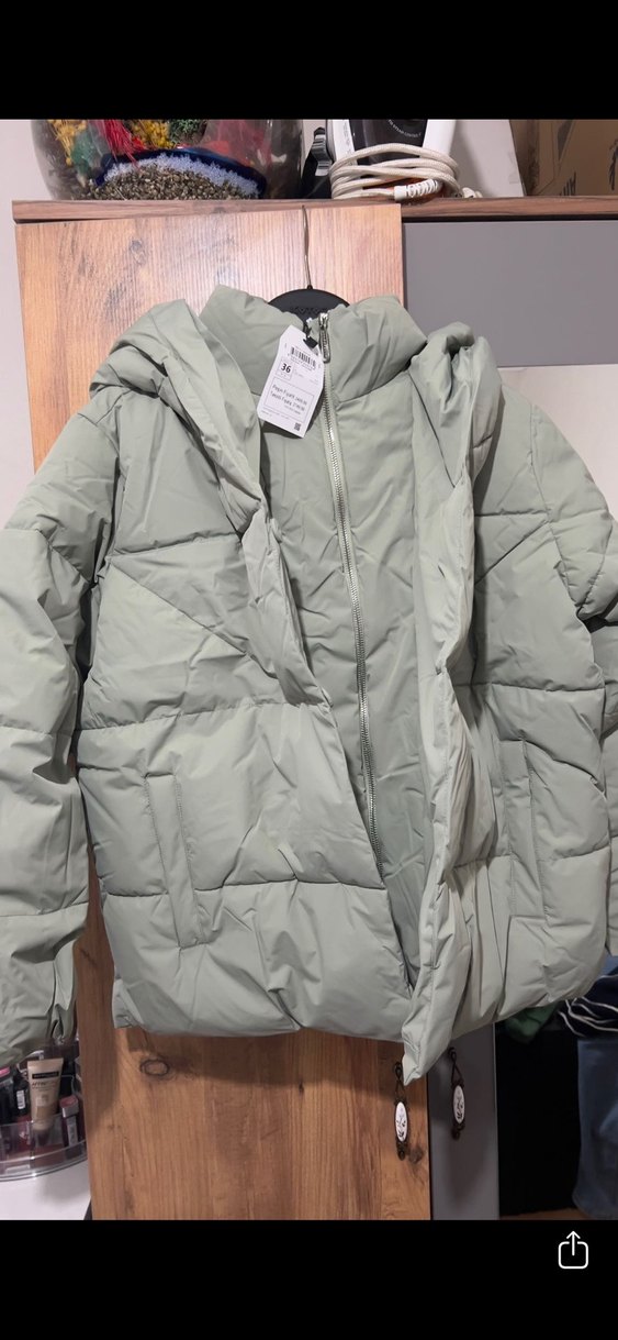 Gri Midi Kadın Kışlık Düğmeli Mont - Görsel 2