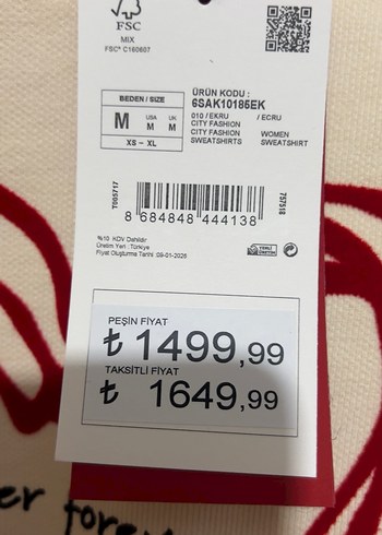 Kadın Beyaz Pamuklu Renkli Baskılı Sweatshirt - Görsel 2