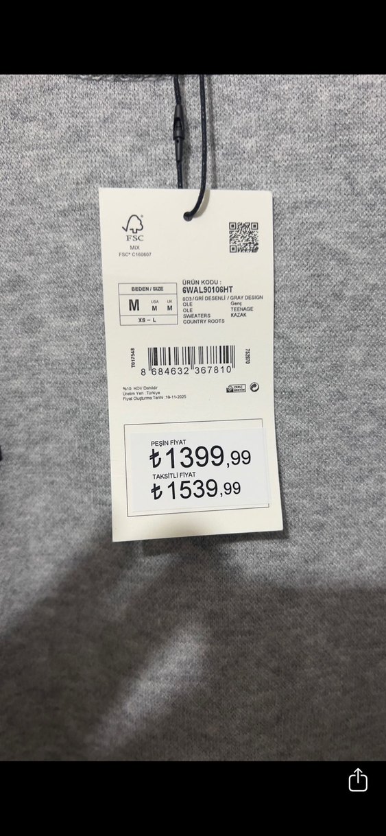 Gri Ayıcık Desenli Örgü Kadın Kazak - Görsel 3