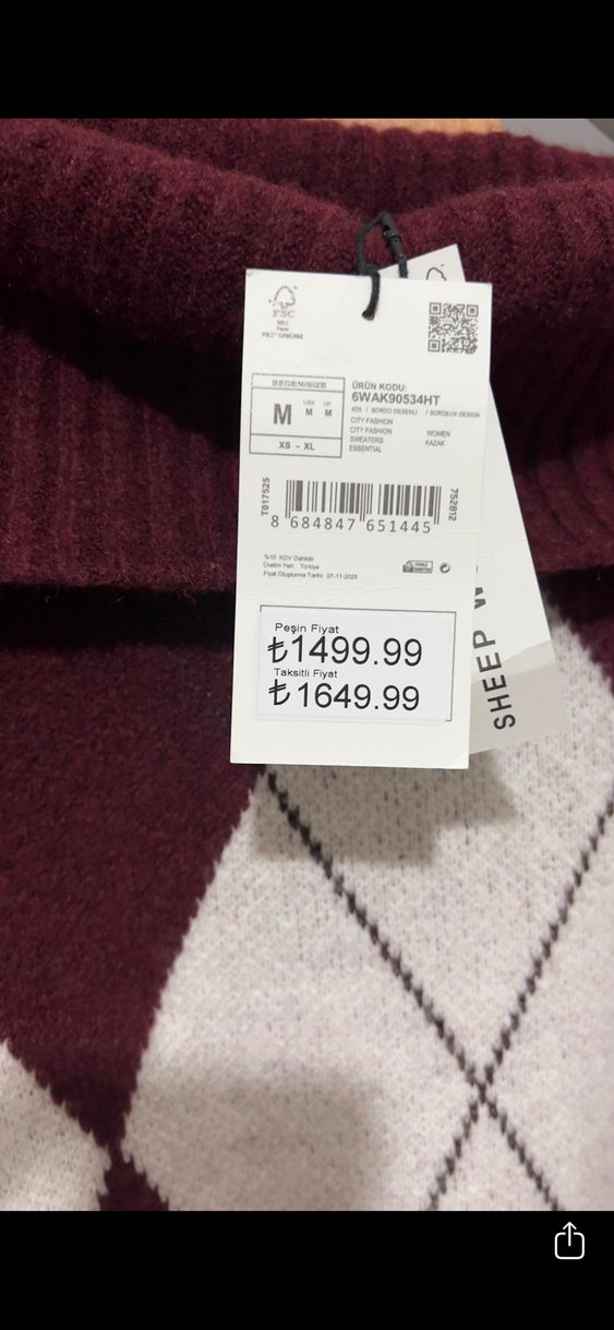 Bordo Gri Desenli Boğazlı Triko Kazak - Görsel 2