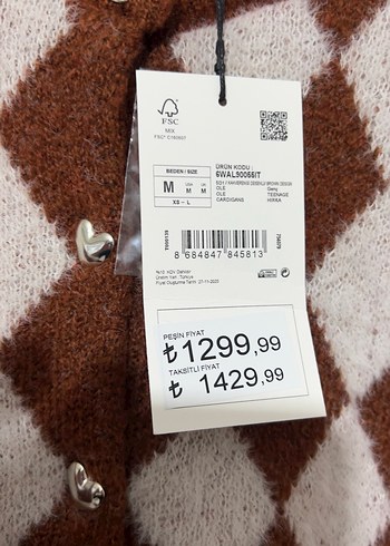 Kahverengi Ekoseli Örgü Kadın Hırka - Görsel 3