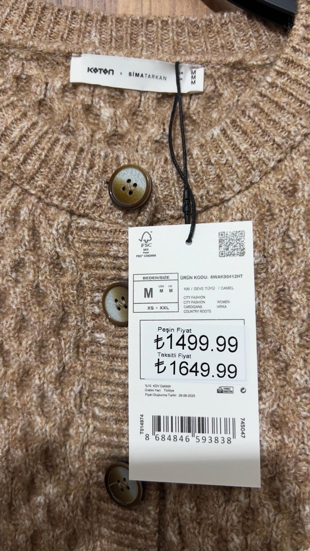 Bej Örgü Kadın Hırka Uzun Kollu - Görsel 2