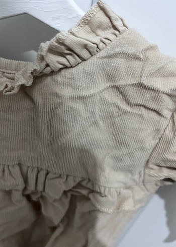 Bebek Bej Kadife Fırfırlı Elbise - Görsel 3