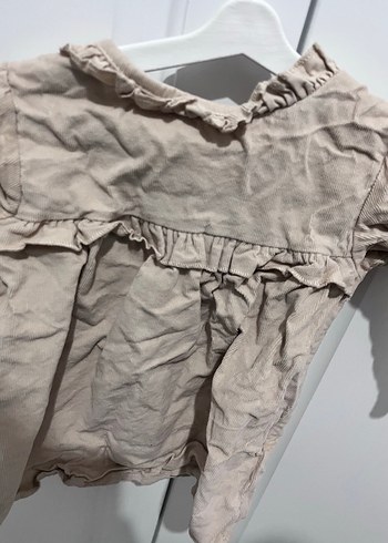 Bebek Bej Kadife Fırfırlı Elbise - Görsel 2