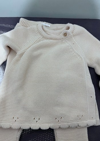 Kız Bebek Krem Triko Örgü Takım - Görsel 3