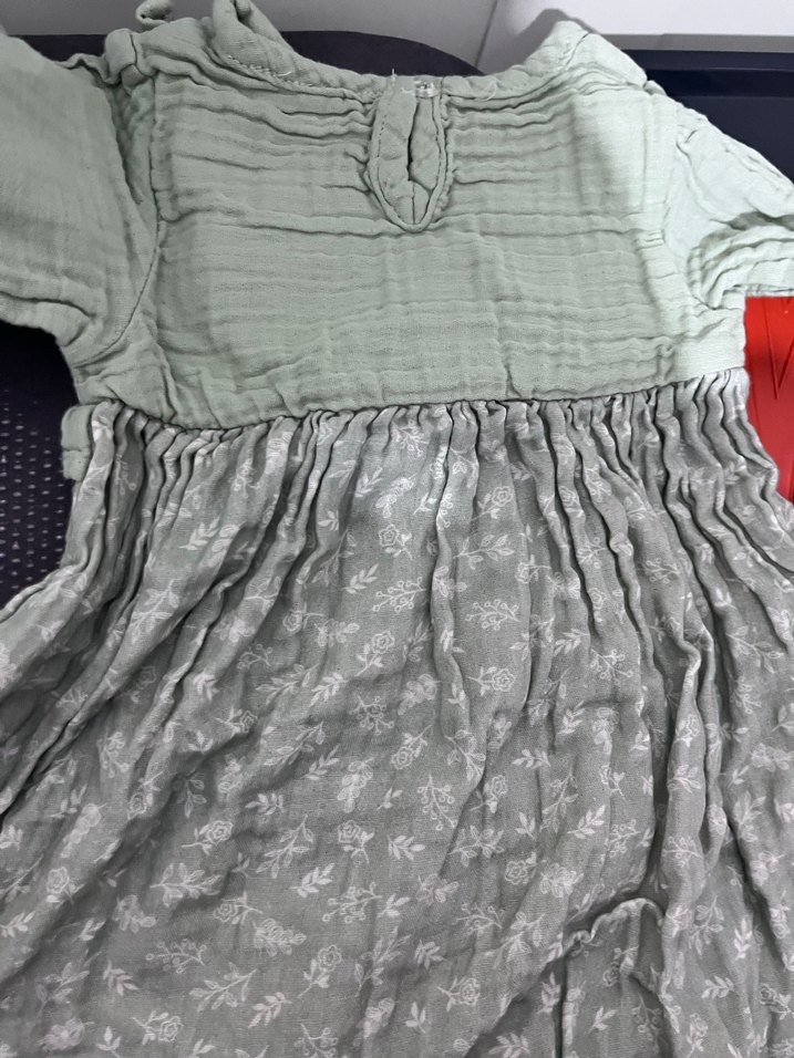 Kız Çocuk Nakışlı Keten Elbise - Görsel 5