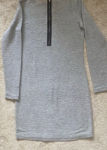 Gri Uzun Kollu Midi Triko Elbise - Görsel 2