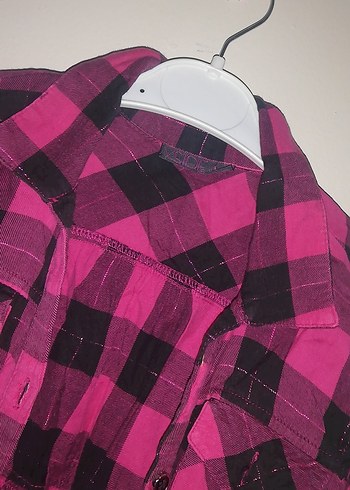 Düğmeli Pembe Kareli Uzun Kollu Çocuk Gömlek - Görsel 3