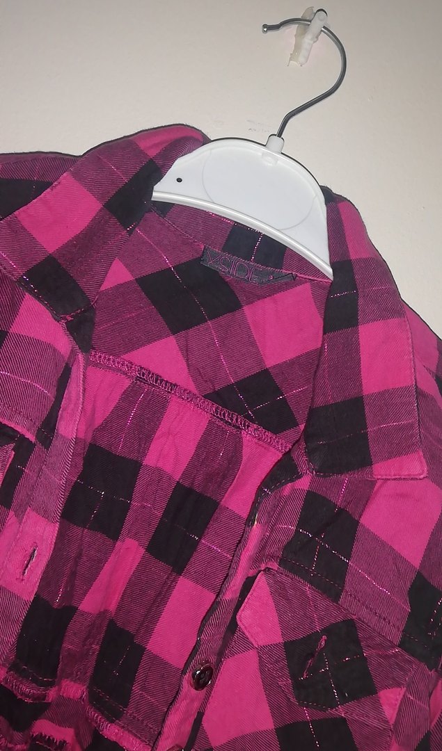 Düğmeli Pembe Kareli Uzun Kollu Çocuk Gömlek - Görsel 3