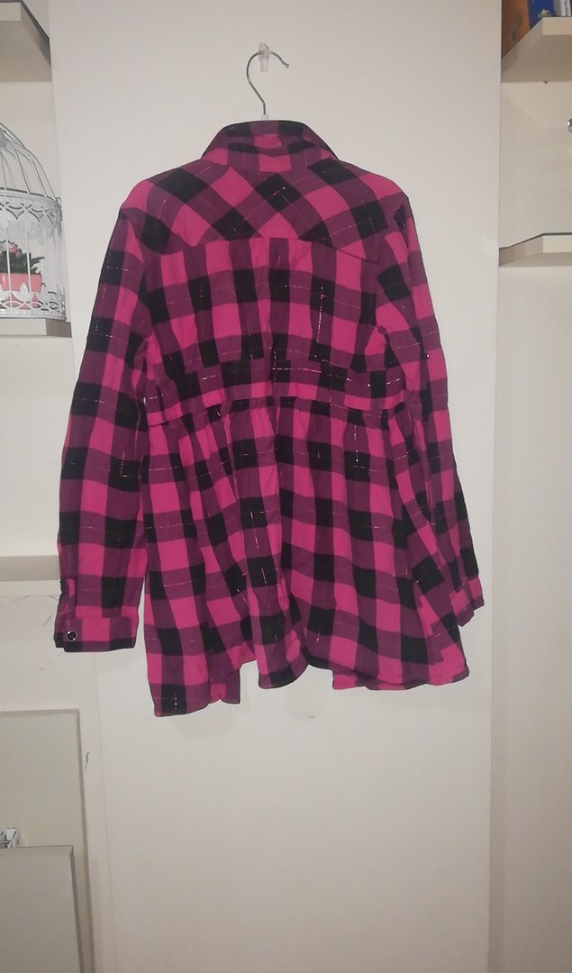 Düğmeli Pembe Kareli Uzun Kollu Çocuk Gömlek - Görsel 2