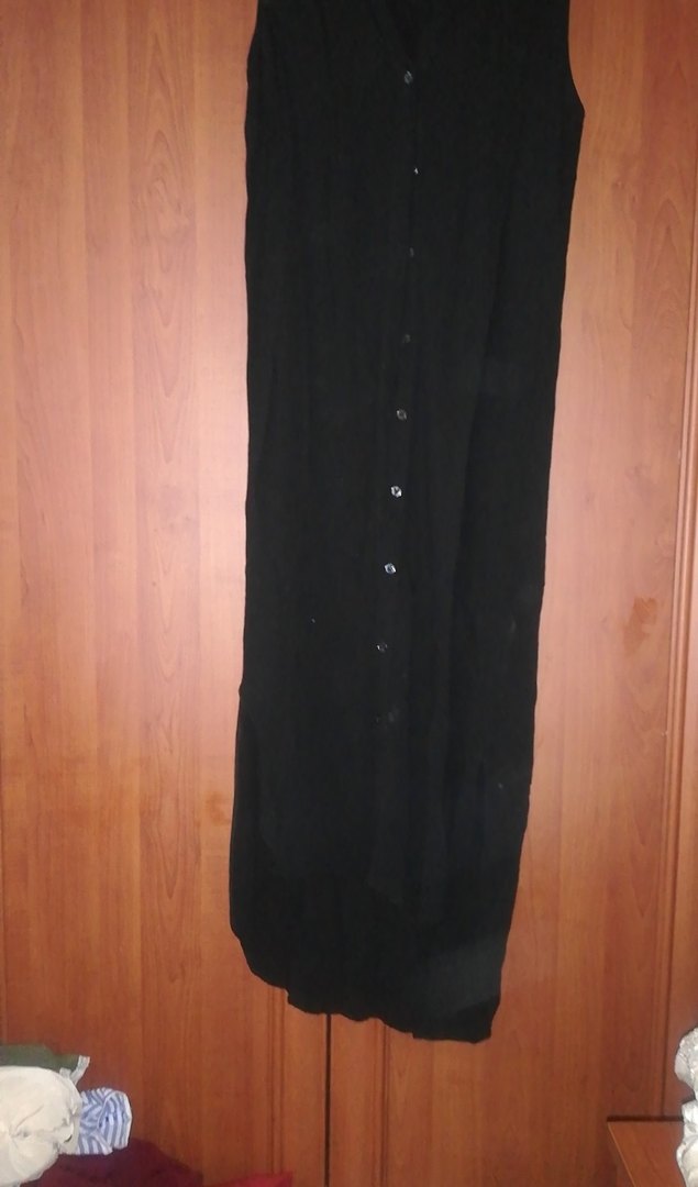 Düğmeli Siyah Kolsuz Midi Viskon Kadın Yelek - Görsel 2