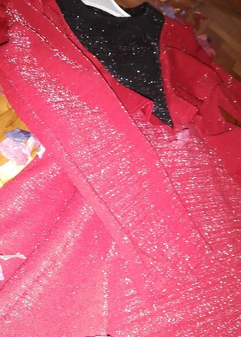 Koyu Kırmızı Uzun Kollu Kız Çocuk Abiye Elbise - Görsel 2