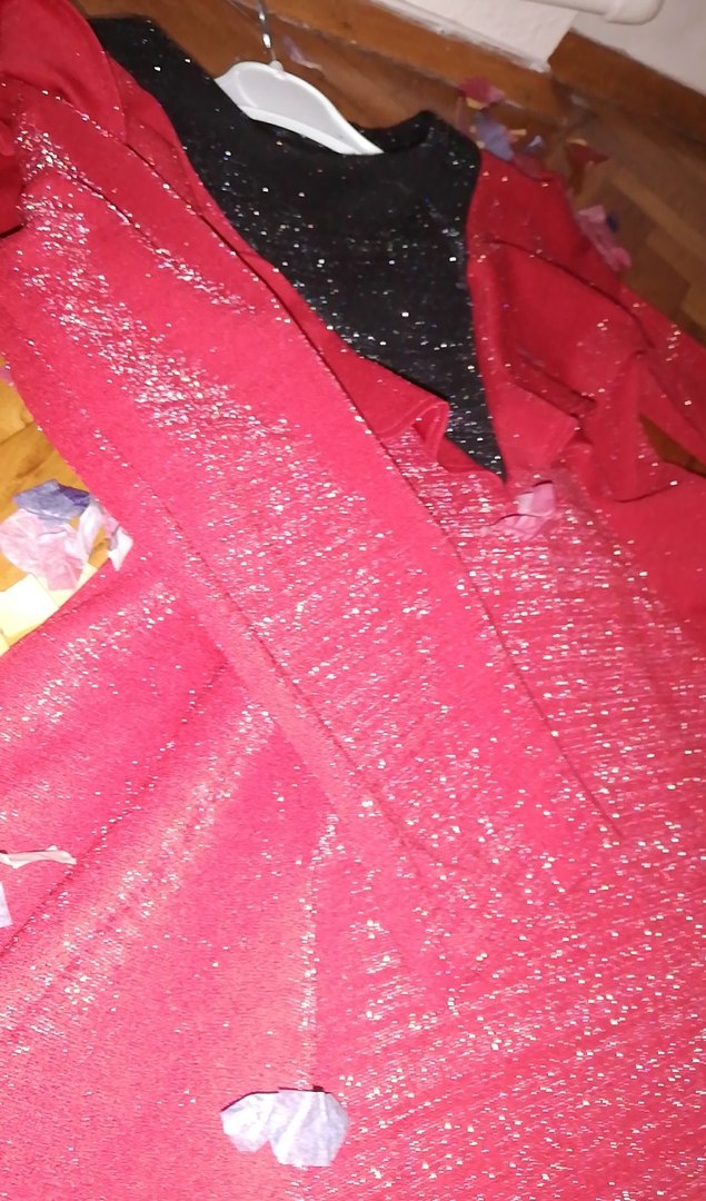 Koyu Kırmızı Uzun Kollu Kız Çocuk Abiye Elbise - Görsel 2