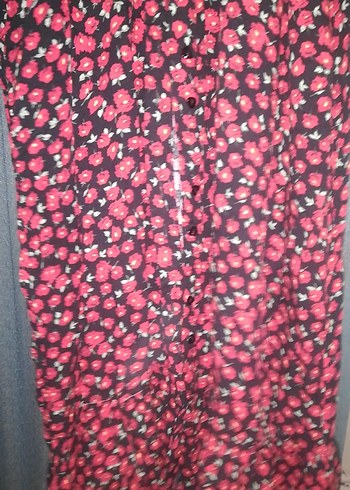 Kadın Uzun Pembe Bağlama Desenli Salaş Sabahlık - Görsel 2