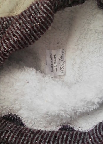 Uzun Kollu Mor Örgü Bebek Kız Takımı - Görsel 5