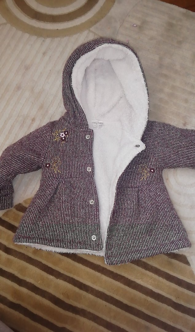 Uzun Kollu Mor Örgü Bebek Kız Takımı - Görsel 2