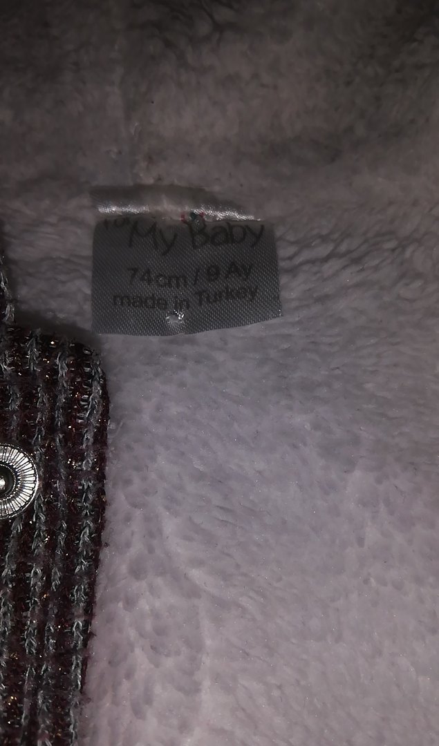 Uzun Kollu Mor Örgü Bebek Kız Takımı - Görsel 3