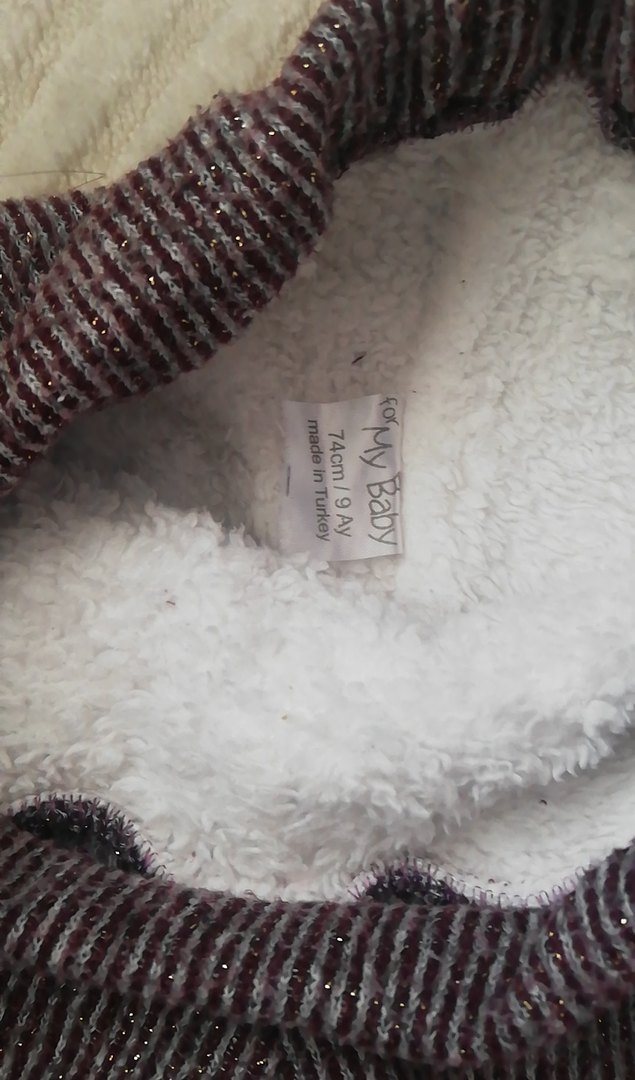 Uzun Kollu Mor Örgü Bebek Kız Takımı - Görsel 5