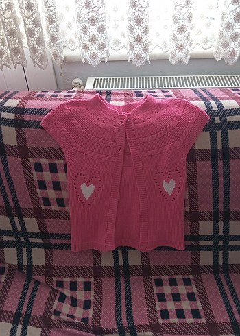 Kız Çocuk Pembe Örgü Hırka - Görsel 2