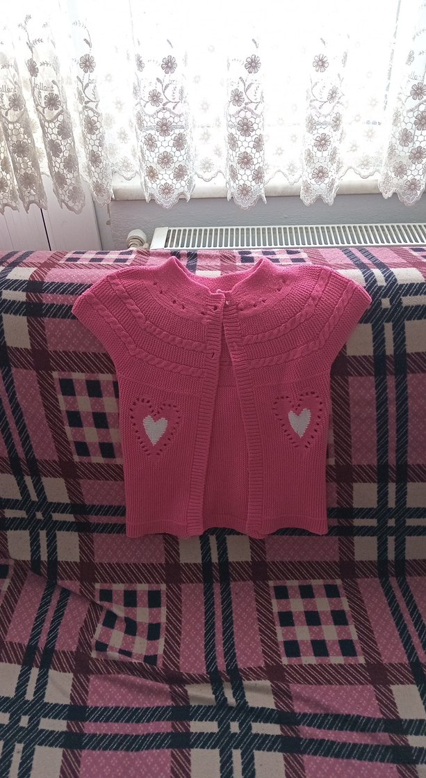 Kız Çocuk Pembe Örgü Hırka - Görsel 2