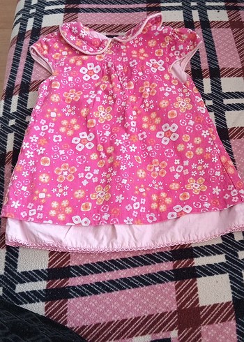 Kız Çocuk Pembe Çiçekli Elbise - Görsel 2