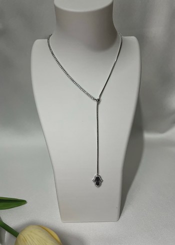 Gri Zincir Detaylı Midi Kolye - Görsel 2