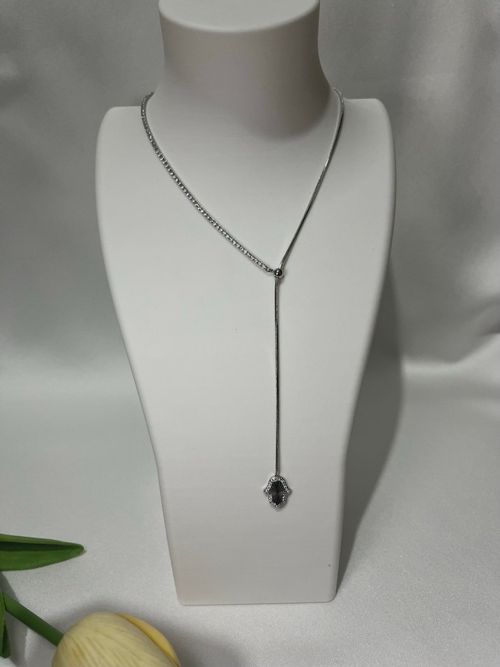 Gri Zincir Detaylı Midi Kolye - Görsel 2