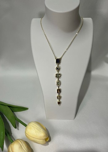 Zincir Detaylı Uzun Altın Kolye - Görsel 2