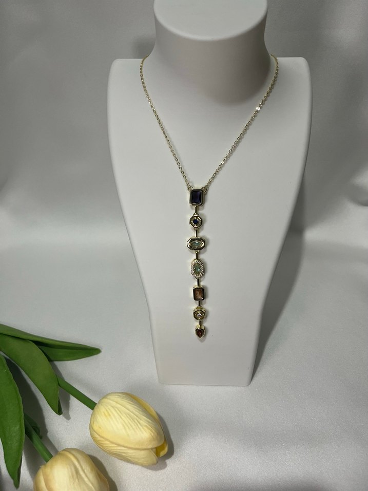 Zincir Detaylı Uzun Altın Kolye - Görsel 2