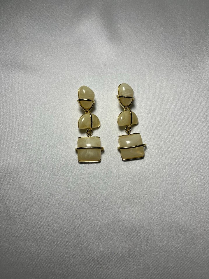 Bej Mini Boncuklu Etnik Küpe - Görsel 2