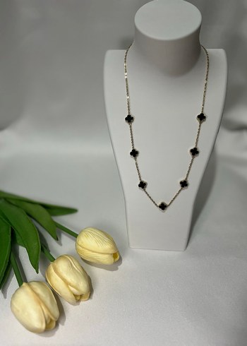 Zincir Detaylı Siyah Midi Kadın Kolye - Görsel 2