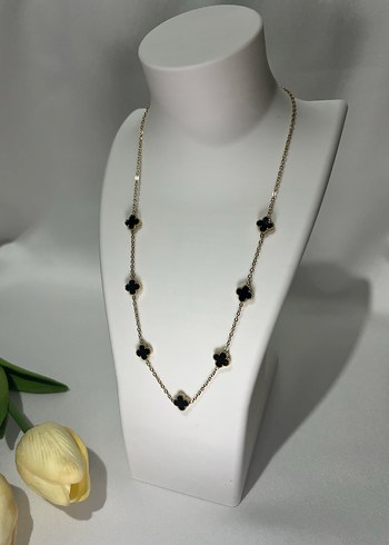 Zincir Detaylı Siyah Midi Kadın Kolye - Görsel 3