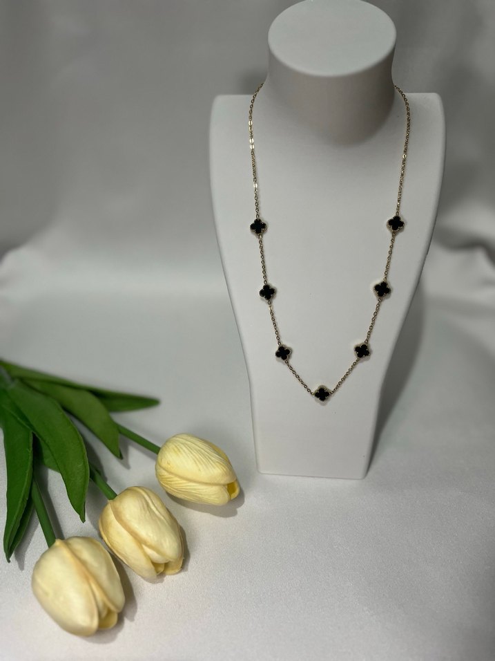 Zincir Detaylı Siyah Midi Kadın Kolye - Görsel 2