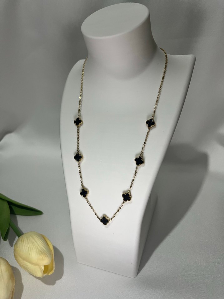 Zincir Detaylı Siyah Midi Kadın Kolye - Görsel 3