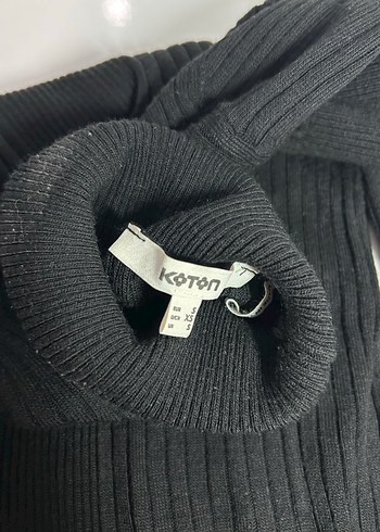 KOTON Siyah Boğazlı Fitilli Kadın Triko Kazak - Görsel 2