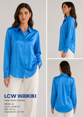 LC Waikiki Lcw Waikiki Canli Mavi Saten Gomlek
