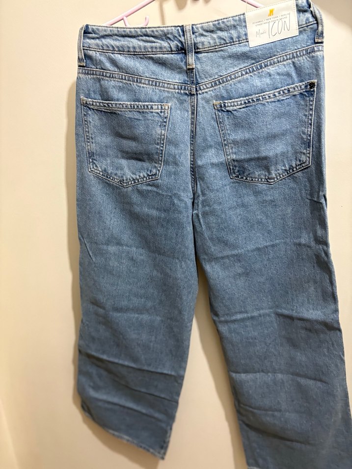 Gri Tonlu Salaş Midi Kot Pantolon - Görsel 3