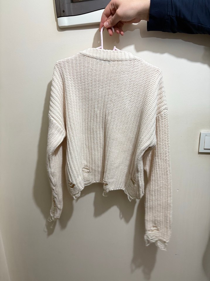 Kadın Beyaz Triko Salaş Kazak - Görsel 2