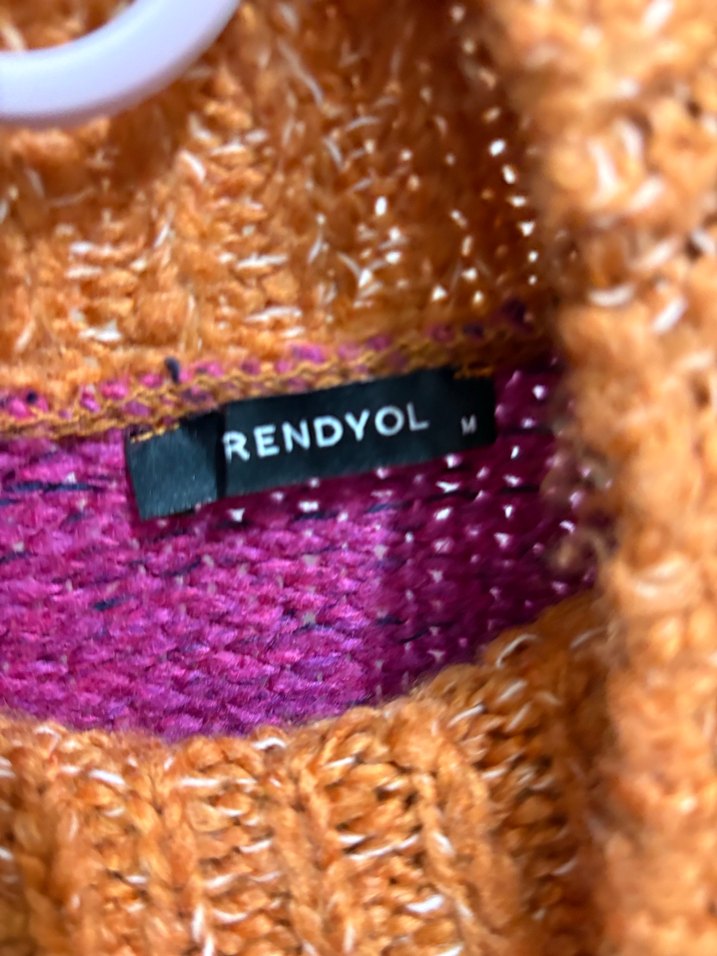 Çok Renkli Örgü Bohem Kadın Kazak - Görsel 2