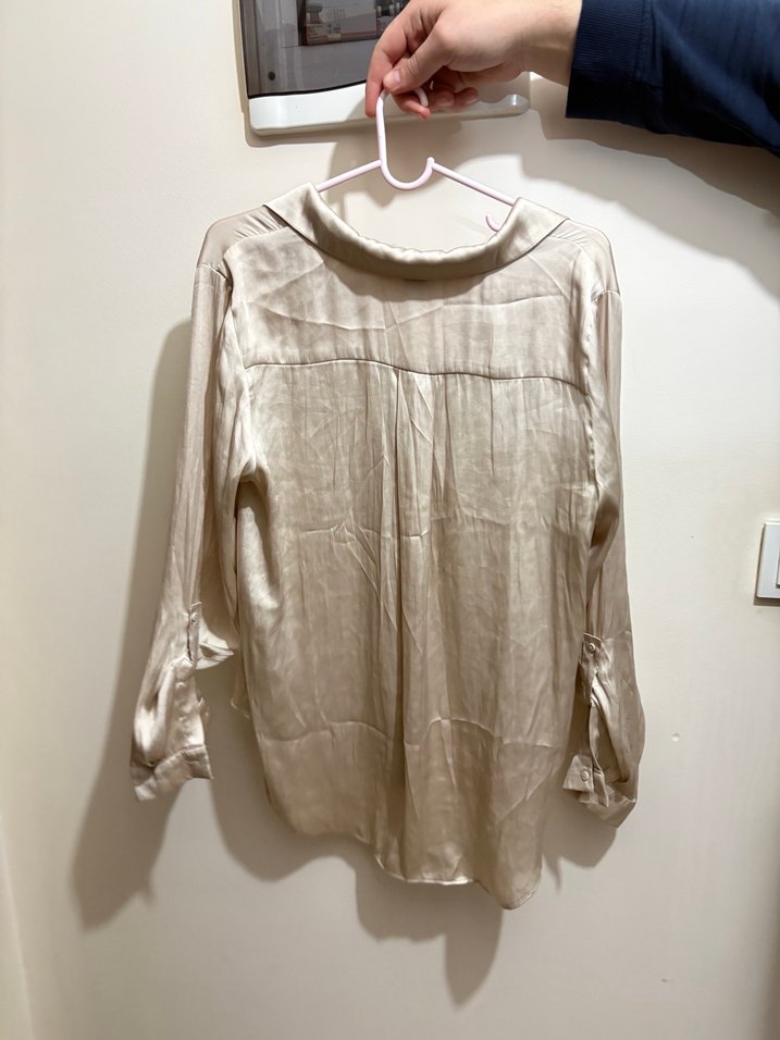 Bej Uzun Kollu Keten Gömlek - Görsel 2