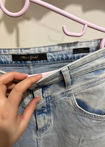 Kadın Gri Batik Desenli Bol Paça Kot - Görsel 2